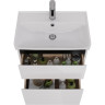 Тумба LEMARK COMBI 60 см под раковину, подвесная/напольная, 2 ящика, планки-чёрный; корпус/фасад белый глянец LM03C60T-black